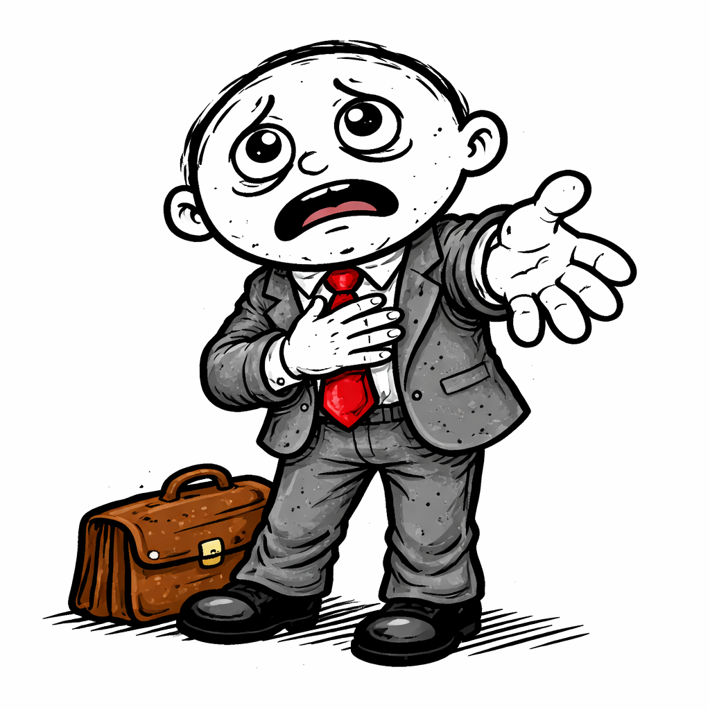 The lobbyist with arms crossed, eyebrows raised, guilt-tripping expression, grinning.